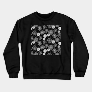 Pressed Pom Pom Black and White Flowers Crewneck Sweatshirt